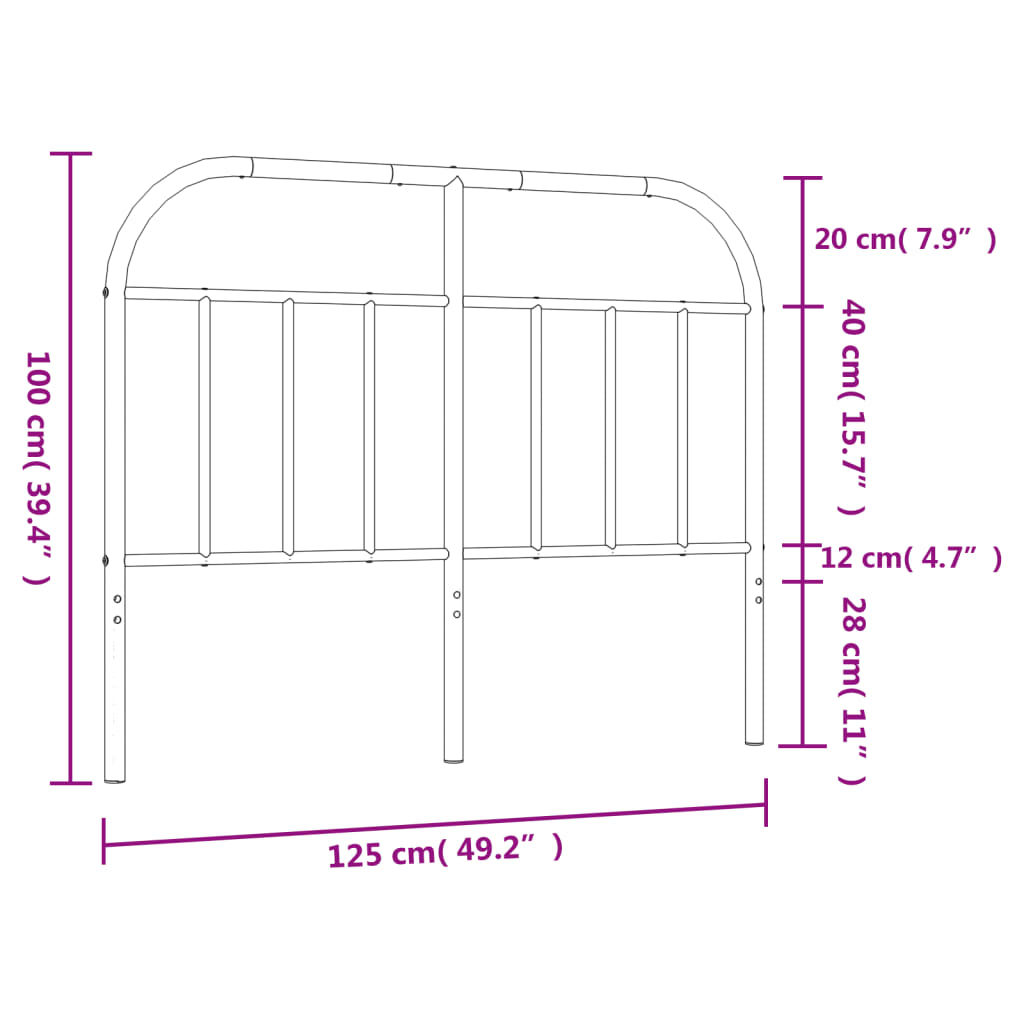 vidaXL fehér fém fejtámla 120 cm