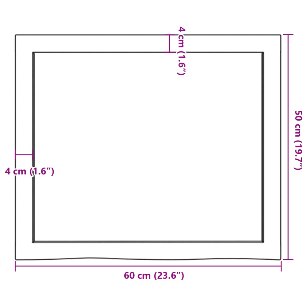 vidaXL kezeletlen tömör fa fürdőszobai pult 60x50x(2-4) cm