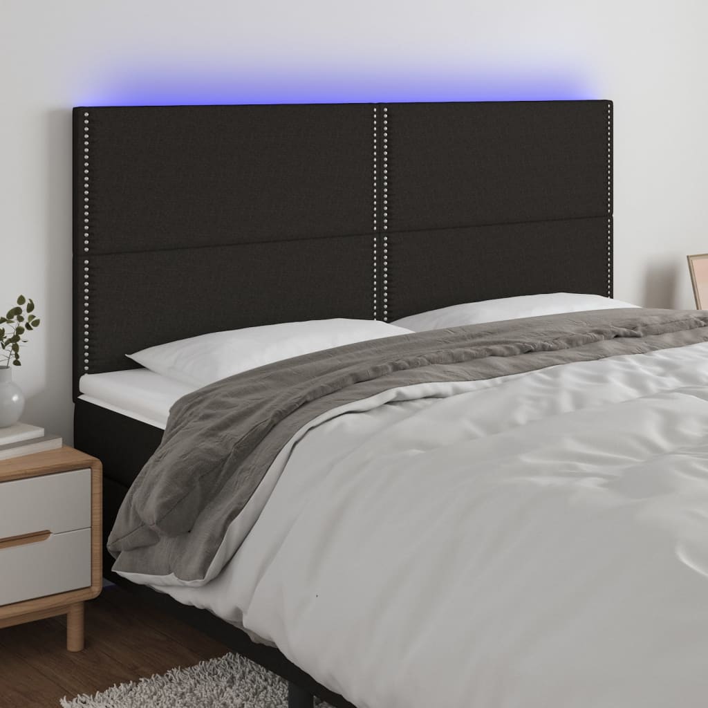 vidaXL fekete szövet LED-es fejtámla 180x5x118/128 cm