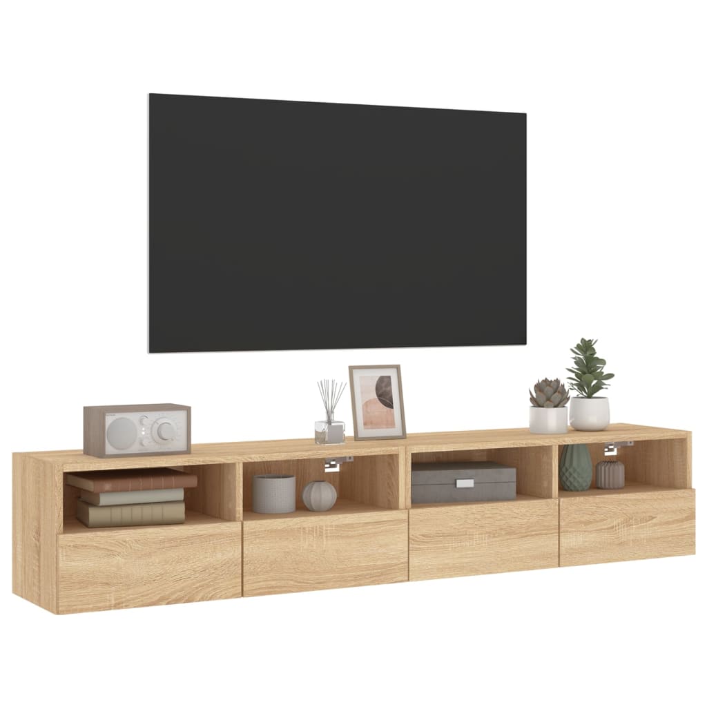 vidaXL 2 db sonoma tölgy színű szerelt fa fali TV-szekrény 80x30x30 cm