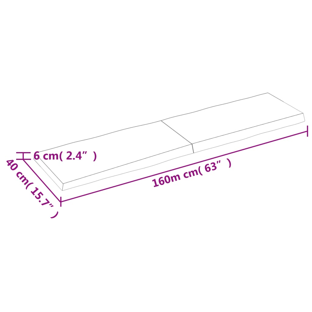 vidaXL sötétbarna kezelt tömör asztallap 160x40x(2-6) cm