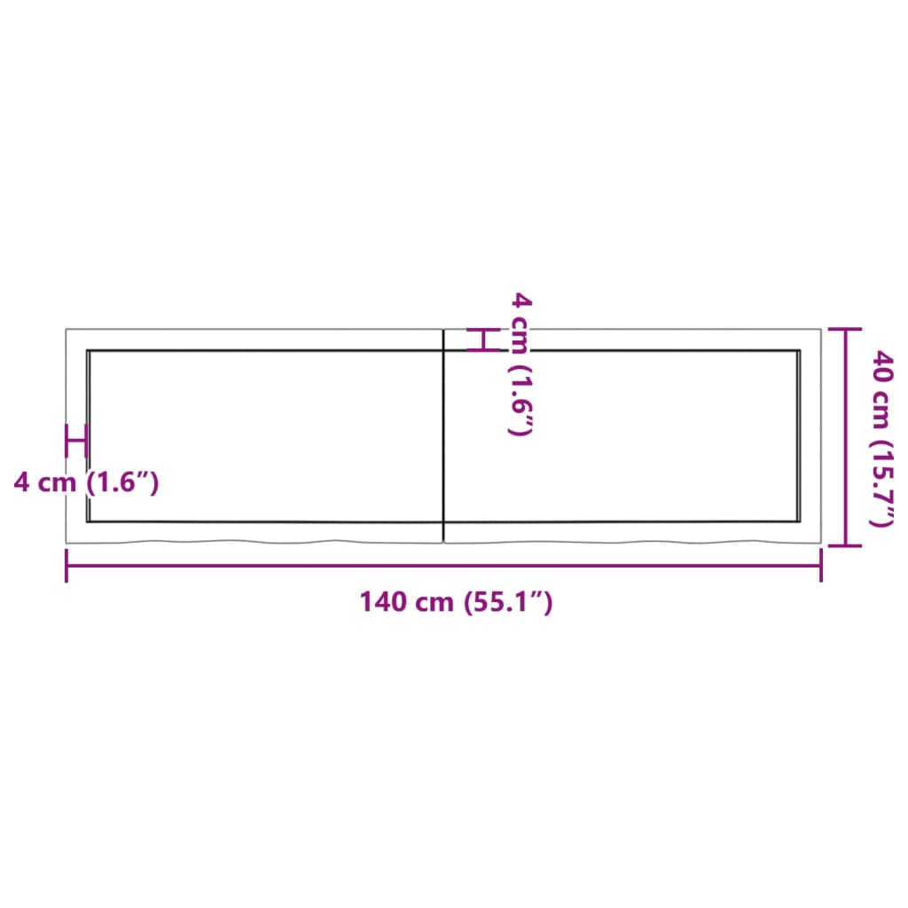 vidaXL sötétbarna kezelt tömör fa fürdőszobai pult 140x40x(2-6) cm