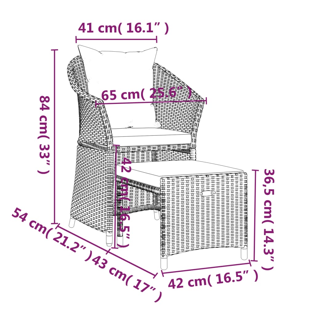 vidaXL 2 részes szürke polyrattan kerti ülőgarnitúra párnákkal