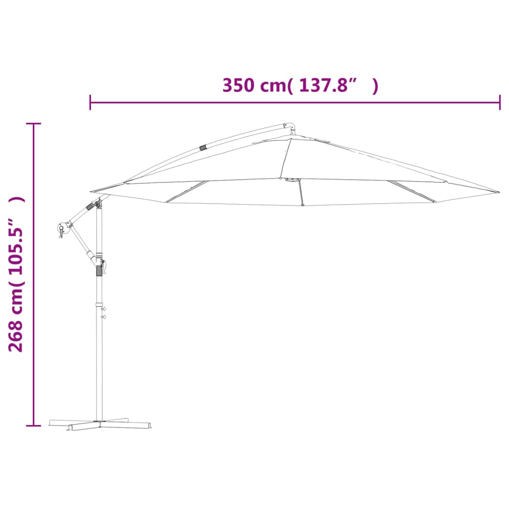 vidaXL antracitszürke konzolos kerti napernyő alumínium rúddal 350 cm