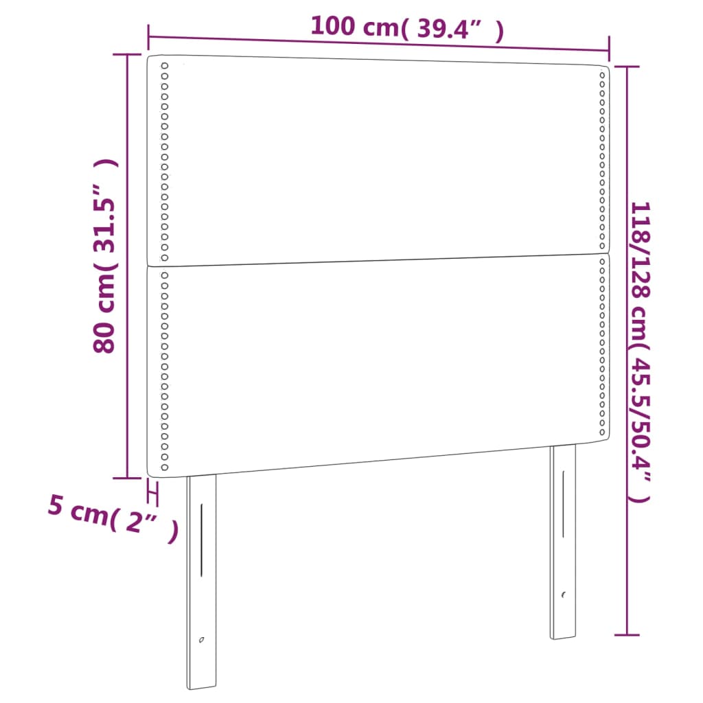 vidaXL 2 db tópszínű szövet fejtámla 100x5x78/88 cm