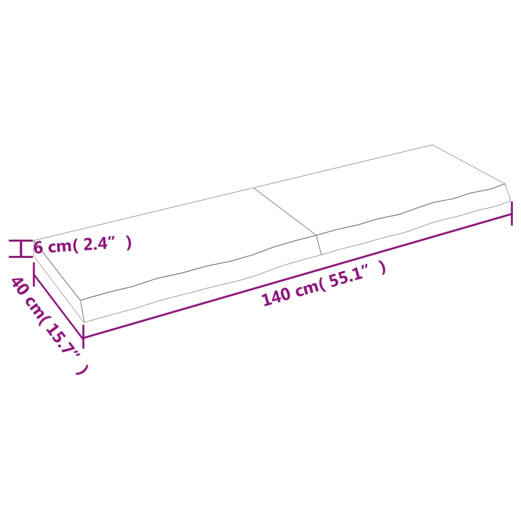 vidaXL sötétbarna kezelt tömör tölgyfa fali polc 140 x 40 x (2-6) cm