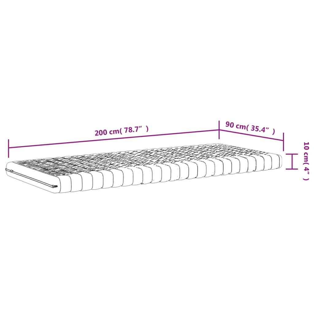 vidaXL fehér 7 zónás 20 ILD keménységű habmatrac 90 x 200 cm