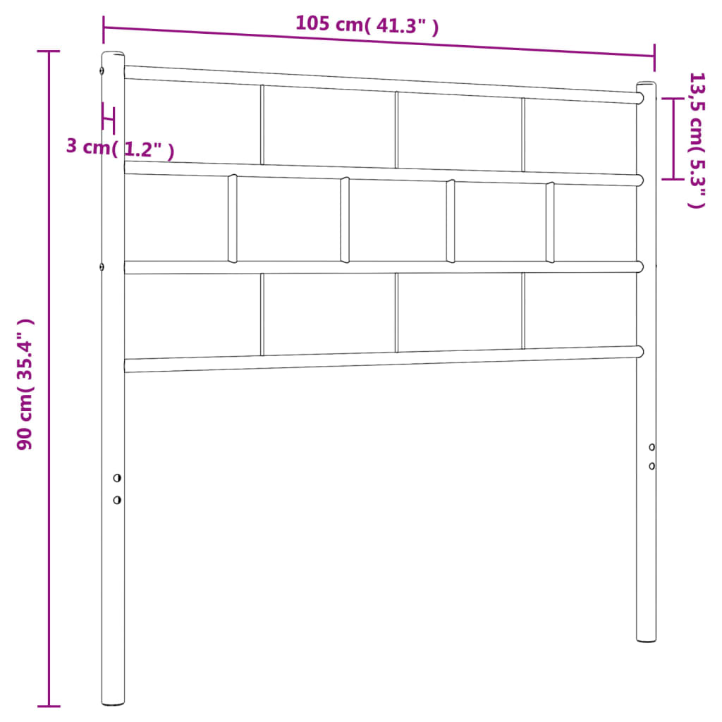 vidaXL fehér fém fejtámla 100 cm