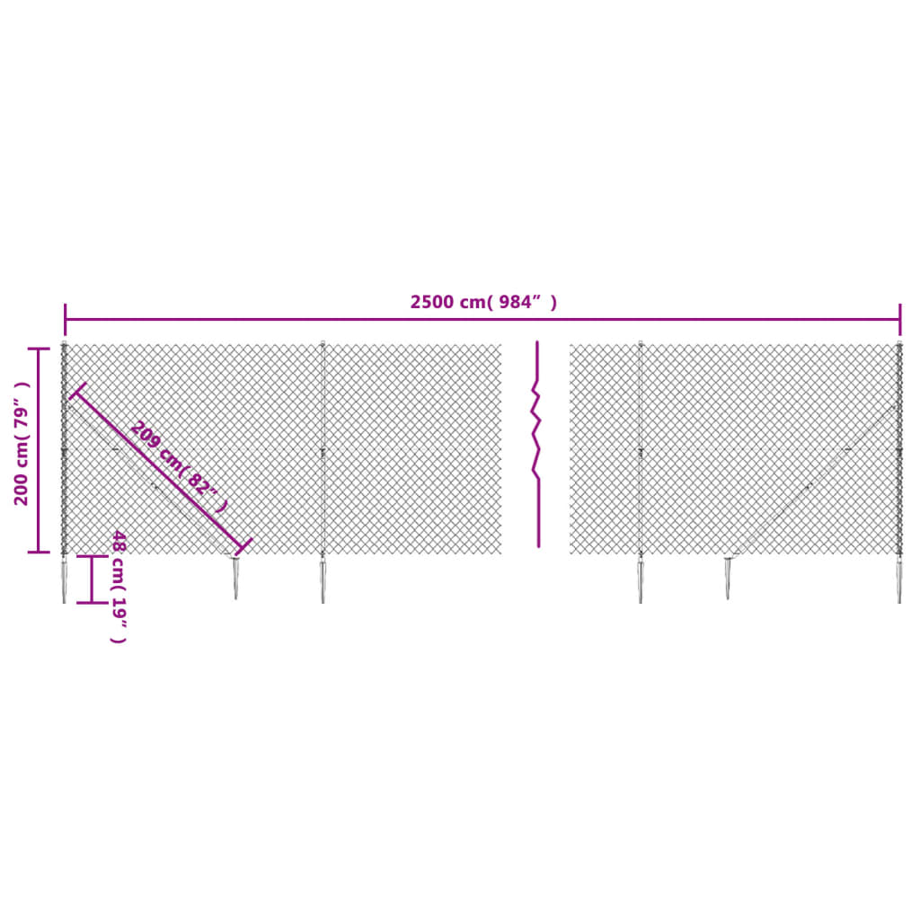 vidaXL zöld drótkerítés cövekekkel 2 x 25 m