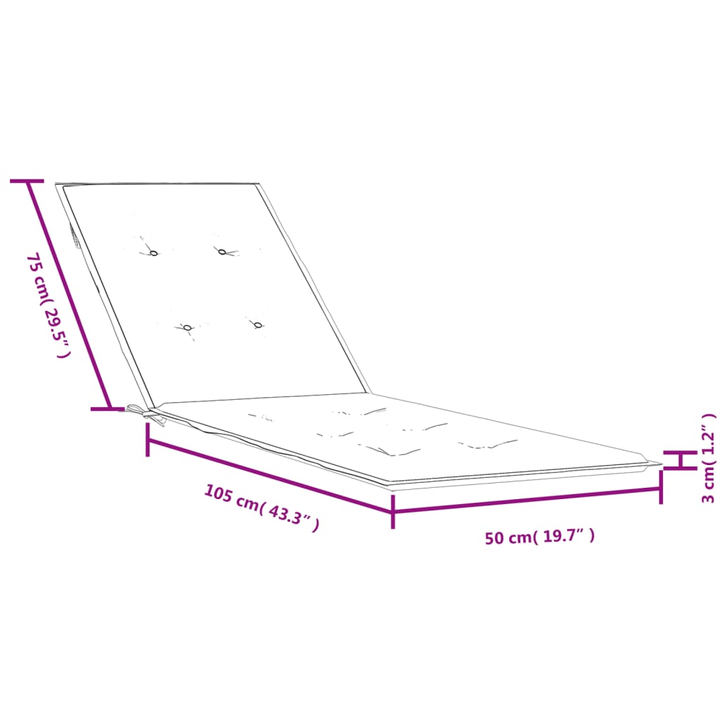 vidaXL melange antracitszürke szövet nyugágypárna (75+105) x 50 x 3 cm