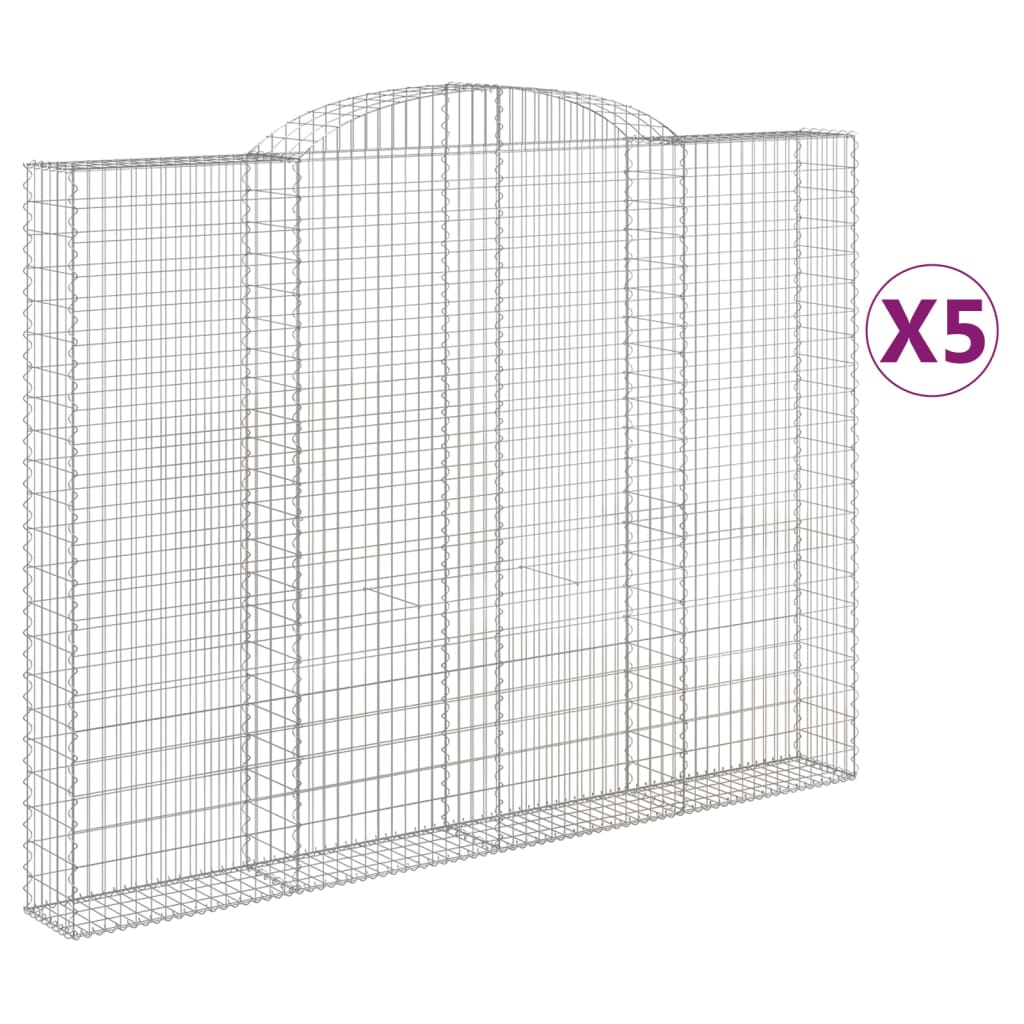 vidaXL 5 db íves horganyzott vas gabion kosár 300x30x220/240 cm