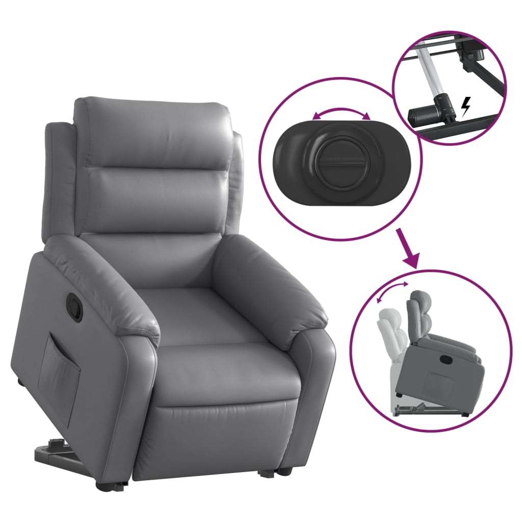 vidaXL szürke műbőr felállást segítő dönthető fotel