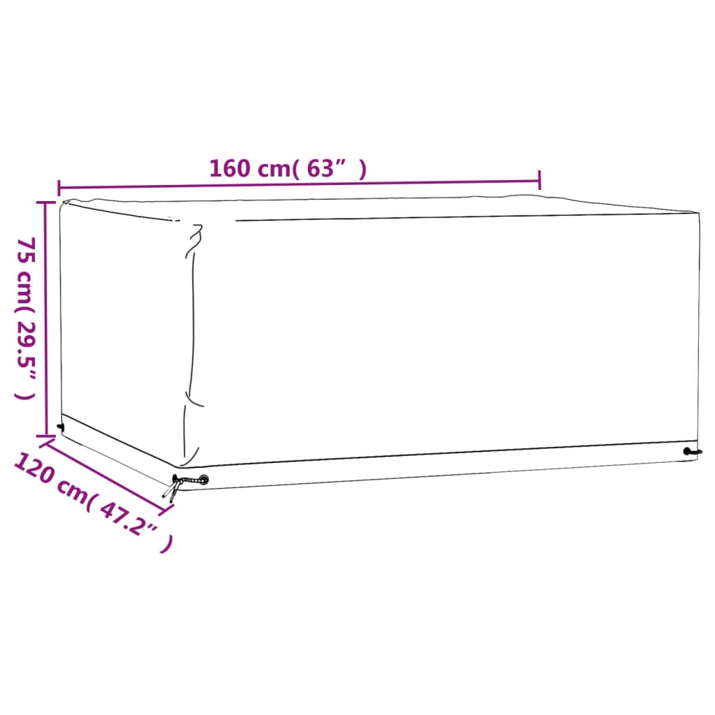 vidaXL téglalap alakú kerti bútorhuzat 8 fűzőlyukkal 160 x 120 x 75 cm