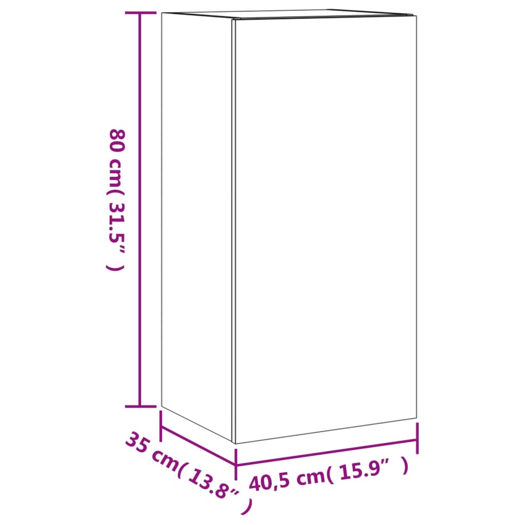 vidaXL fekete falra szerelhető TV-szekrény LED-del 40,5 x 35 x 80 cm