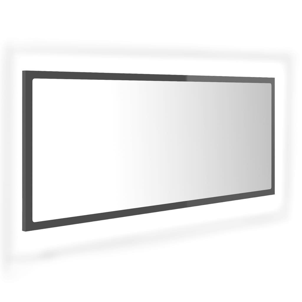 vidaXL magasfényű szürke akril LED-es fürdőszobatükör 100x8,5x37 cm