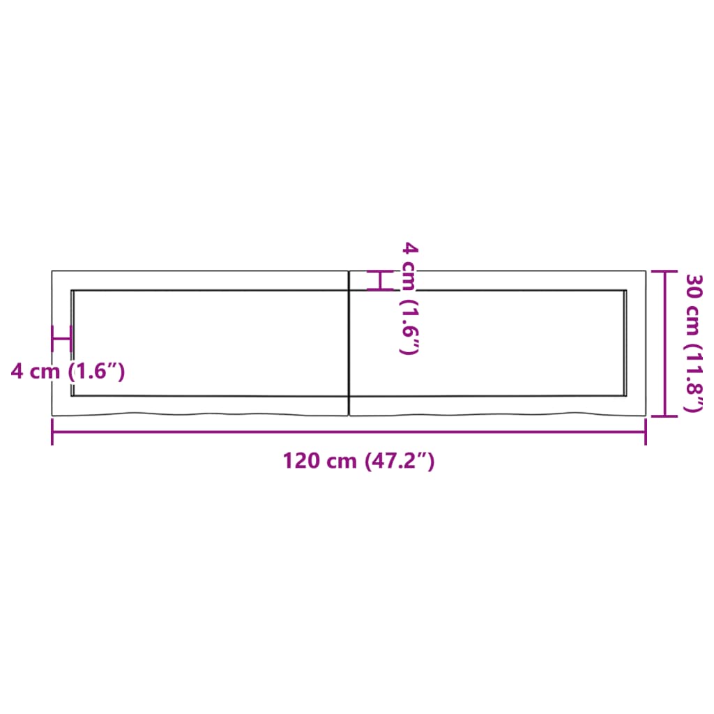 vidaXL világosbarna kezelt tömör fa fürdőszobai pult 120x30x(2-6) cm