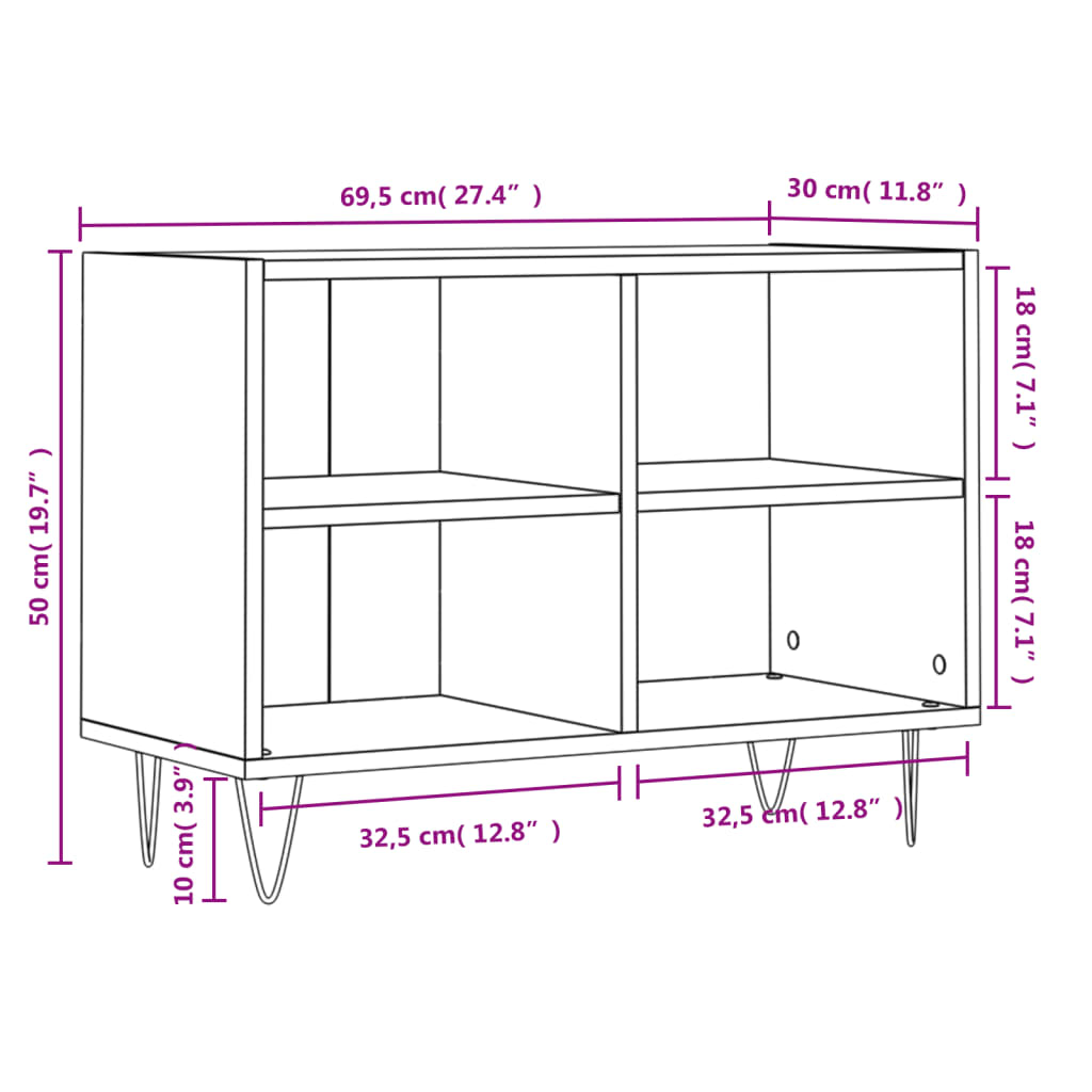 vidaXL betonszürke szerelt fa TV-szekrény 69,5x30x50 cm