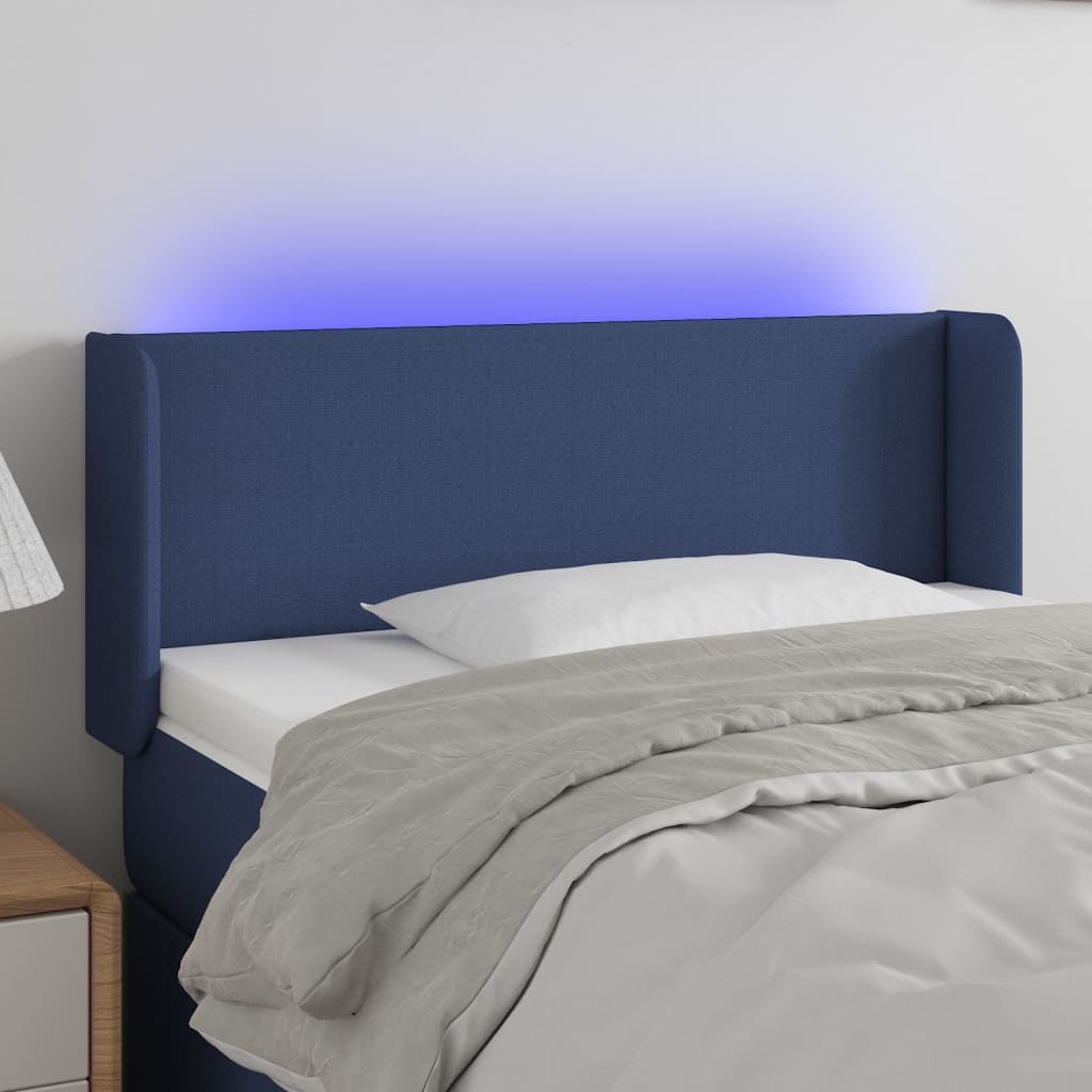 vidaXL kék szövet LED-es fejtámla 83 x 16 x 78/88 cm