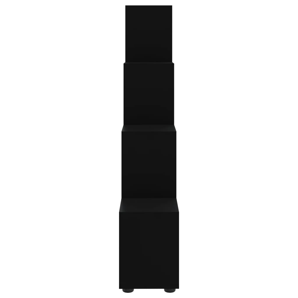 vidaXL fekete szerelt fa lépcsős könyvespolc 142 cm