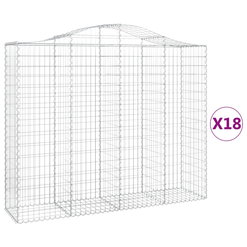 vidaXL 18 db íves horganyzott vas gabion kosár 200x50x160/180 cm