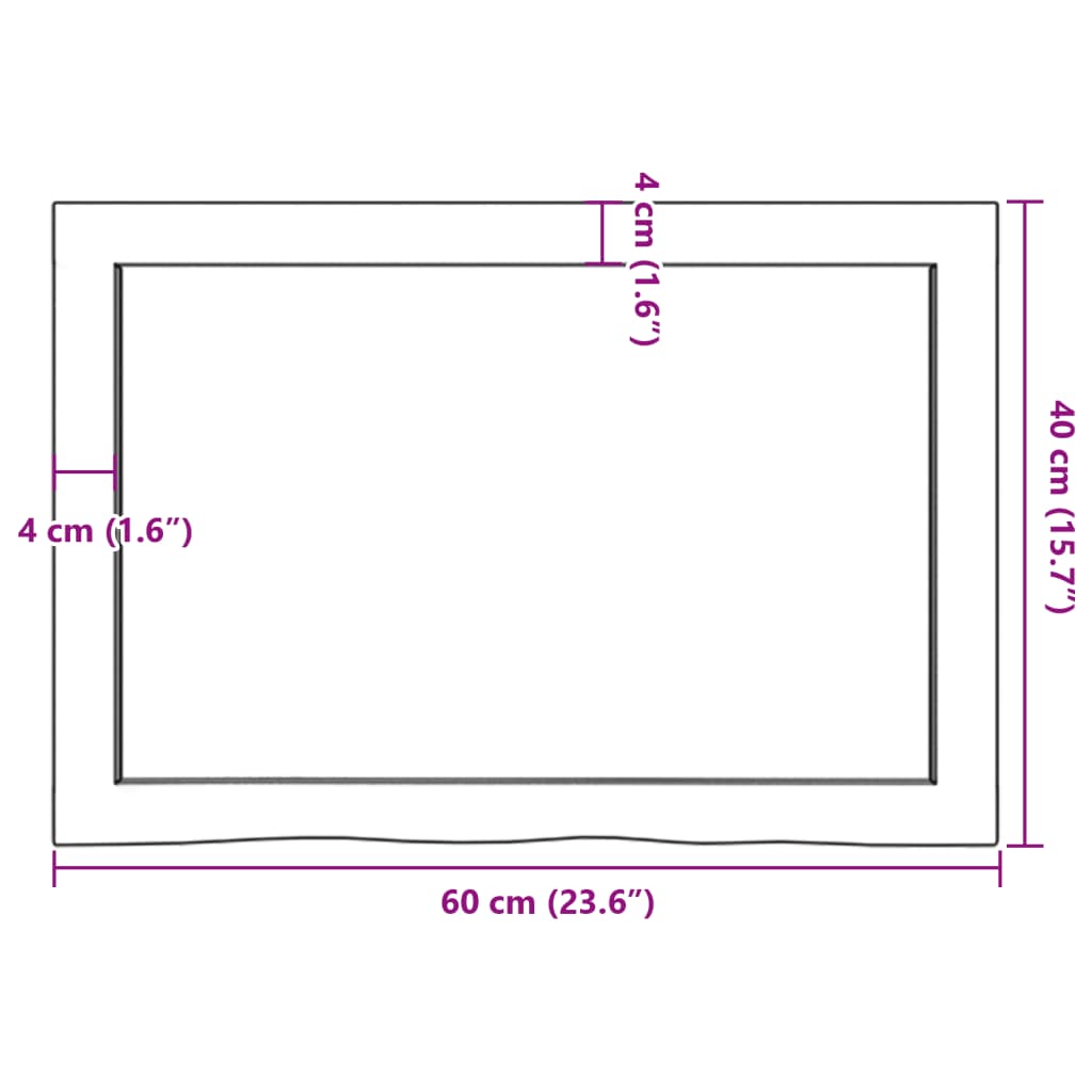 vidaXL sötétbarna kezelt tömör fa fürdőszobai pult 60x40x(2-4) cm