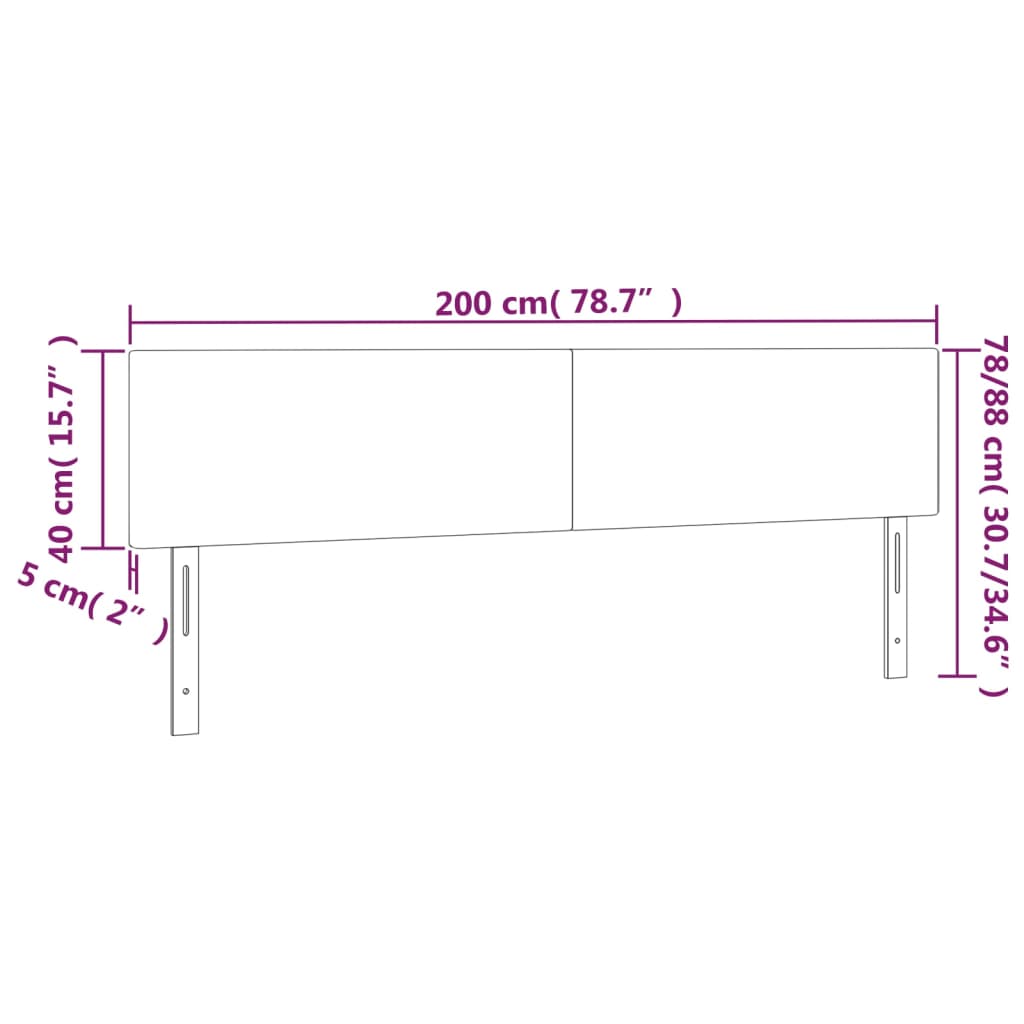 vidaXL 2 db sötétszürke szövet fejtámla 100x5x78/88 cm