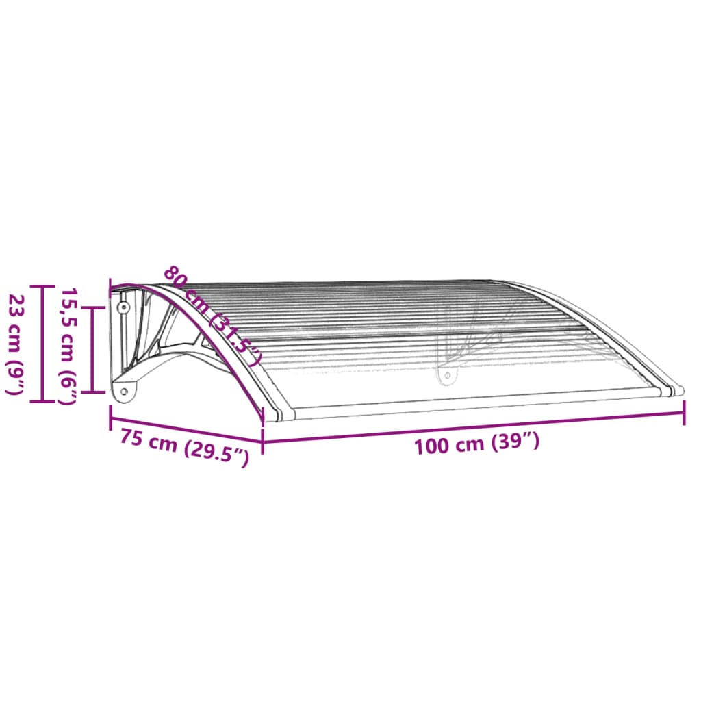 vidaXL szürke és átlátszó polikarbonát ajtóelőtető 100x80 cm