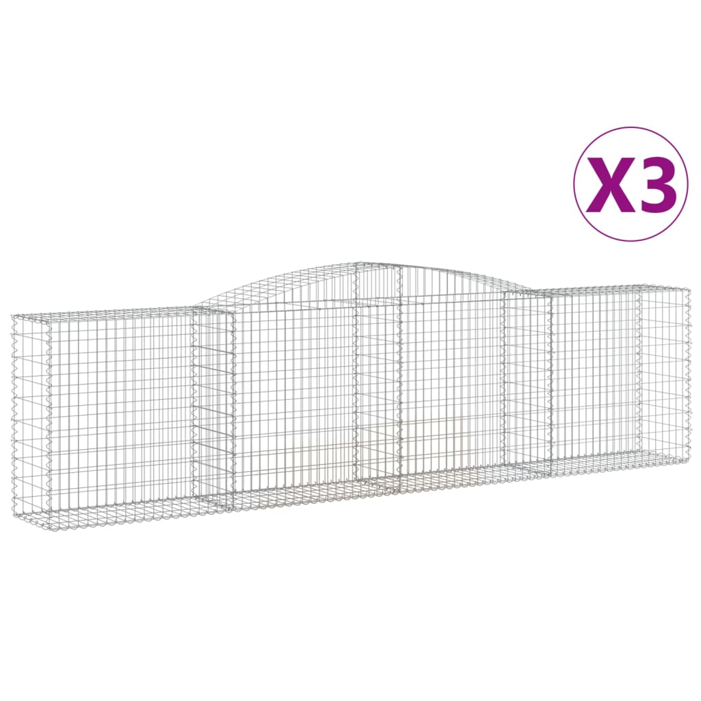 vidaXL 3 db íves horganyzott vas gabion kosár 400x50x100/120 cm