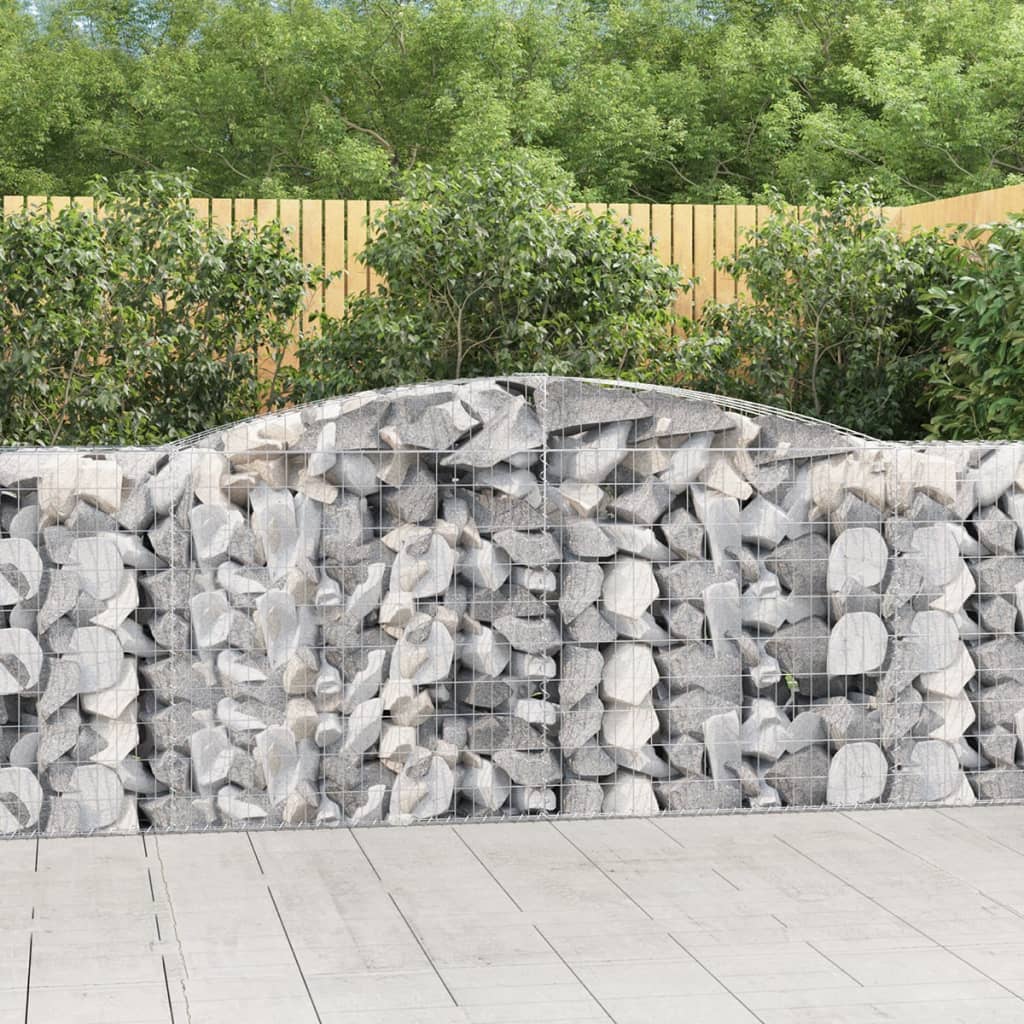 vidaXL 3 db íves horganyzott vas gabion kosár 400x50x100/120 cm