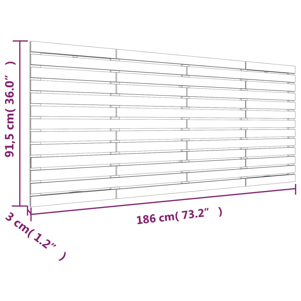 vidaXL mézbarna tömör fenyőfa fali fejtámla 186 x 3 x 91,5 cm