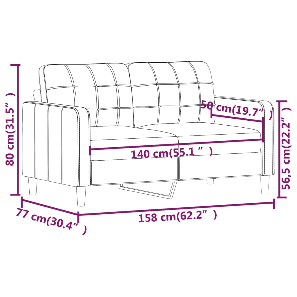 vidaXL 2 személyes krémszínű műbőr kanapé 140 cm