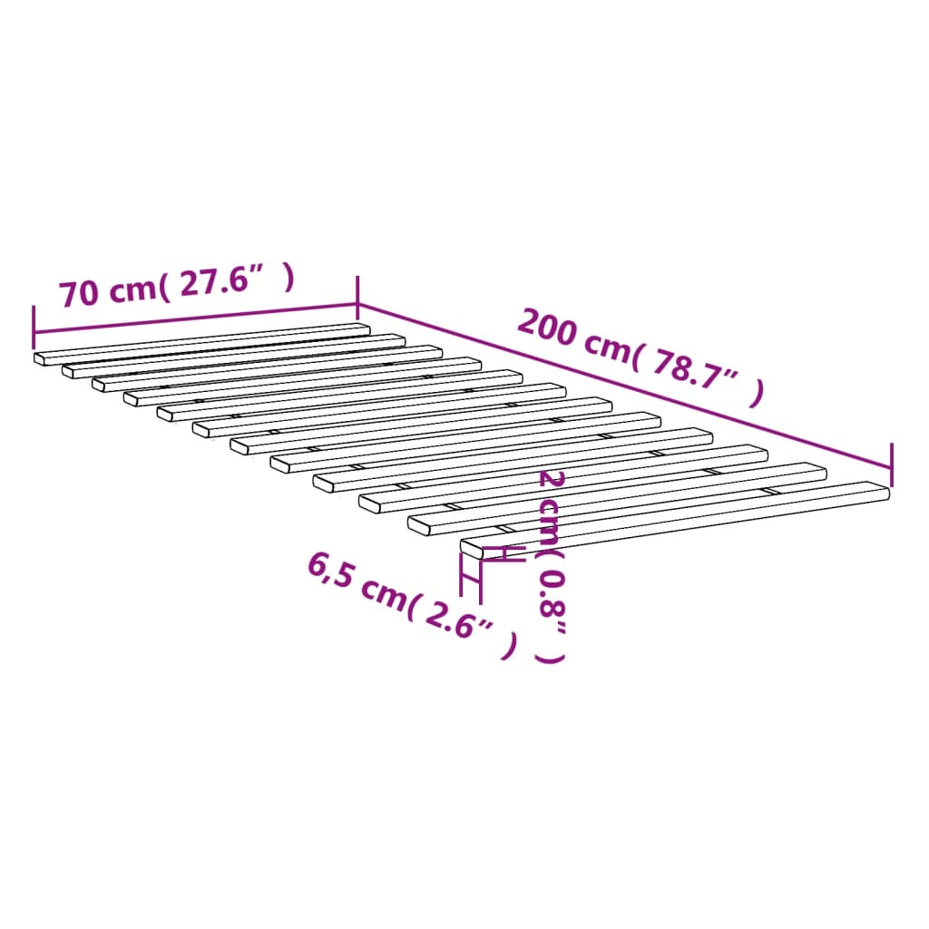 vidaXL tömör fenyőfa ágyrács 70 x 200 cm