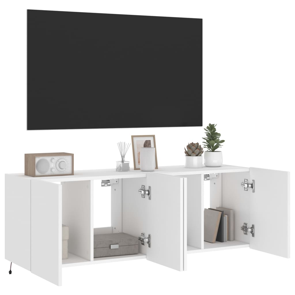 vidaXL 2 db fehér falra szerelhető TV-szekrény LED-ekkel 60x35x41 cm