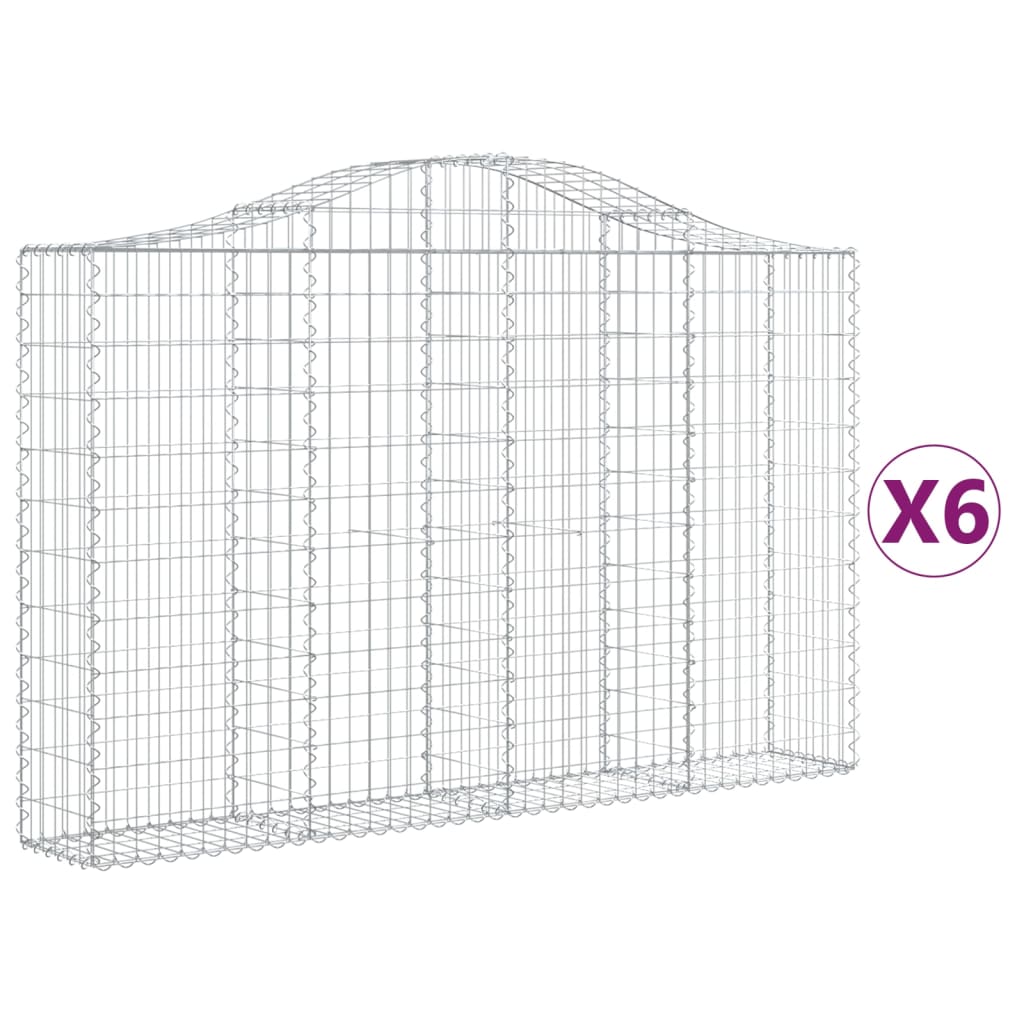 vidaXL 6 db íves horganyzott vas gabion kosár 200x30x120/140 cm