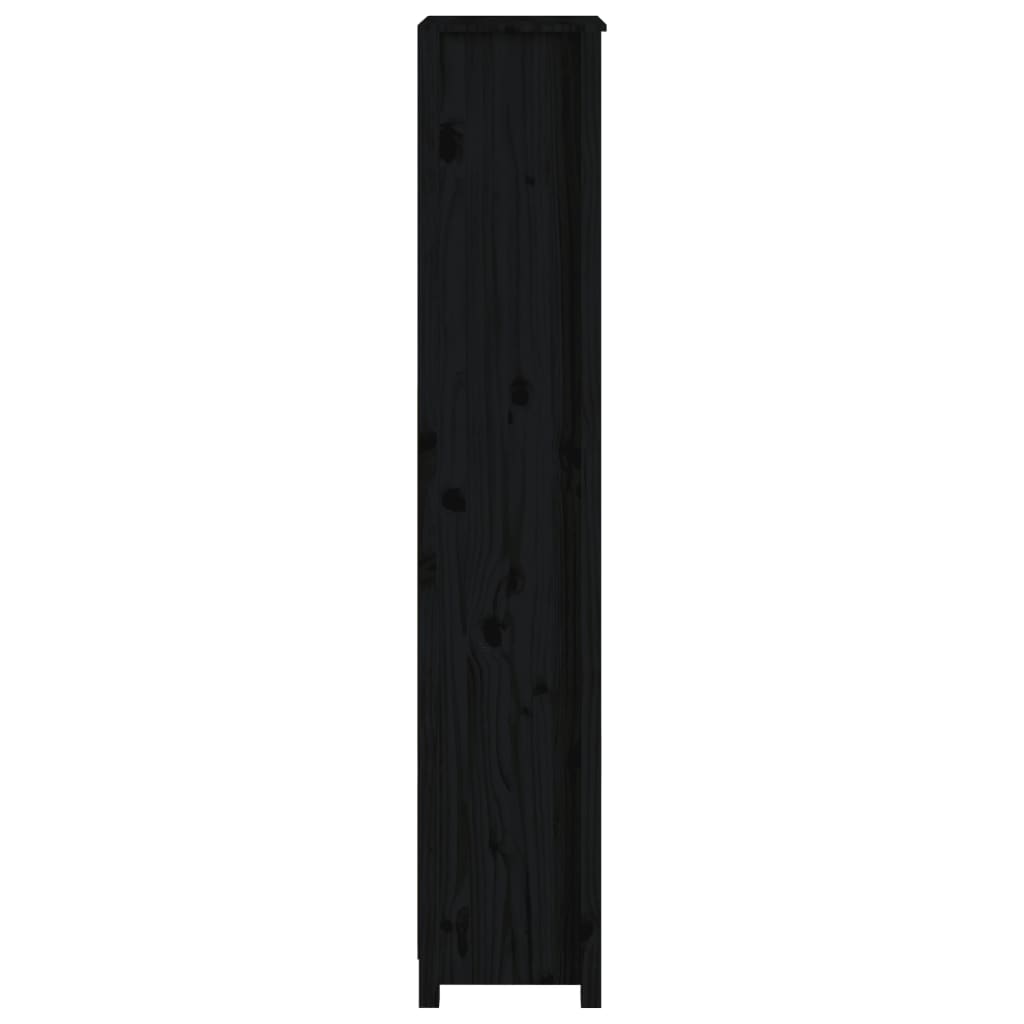 vidaXL fekete tömör fenyőfa könyvszekrény 50x35x183 cm