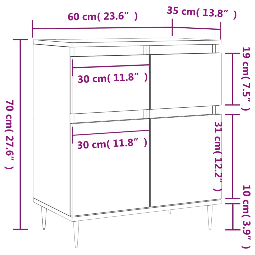 vidaXL barna tölgy színű szerelt fa tálalószekrény 60 x 35 x 70 cm