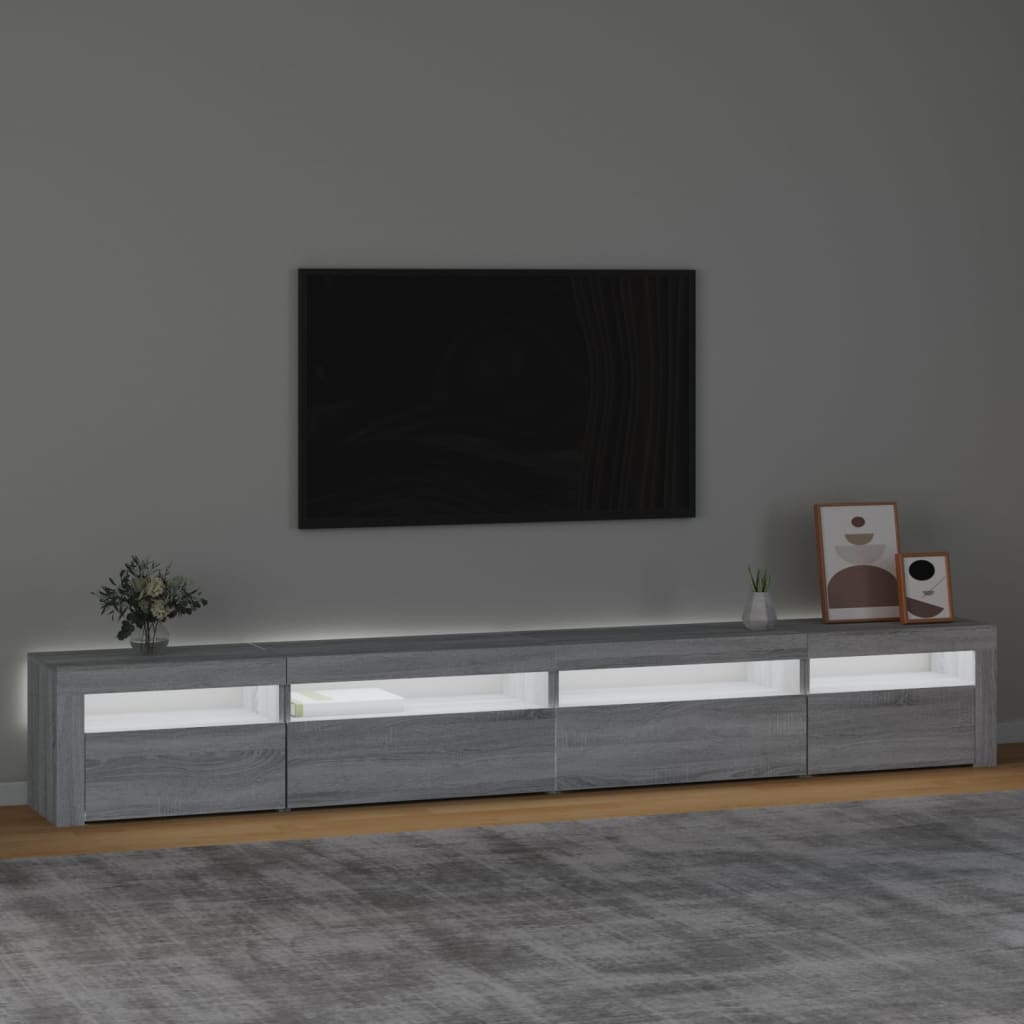 vidaXL szürke sonoma színű TV-szekrény LED-lámpákkal 270x35x40 cm