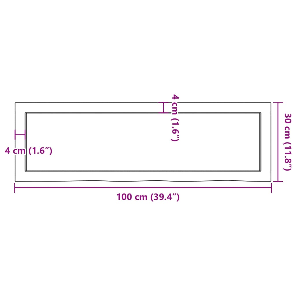 vidaXL sötétbarna kezelt tömör fa fürdőszobai pult 100x30x(2-4) cm