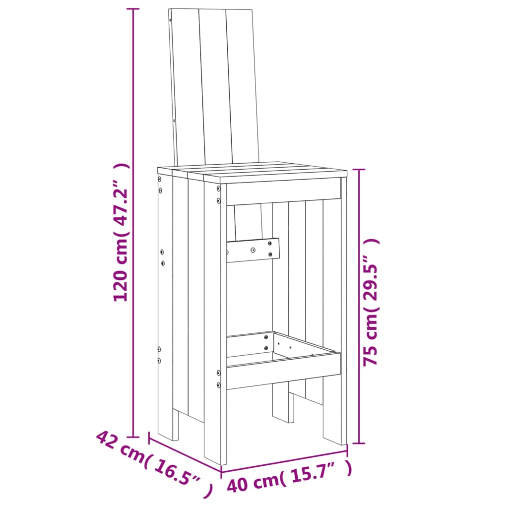 vidaXL 2 db tömör duglászfenyő bárszék 40x42x120 cm