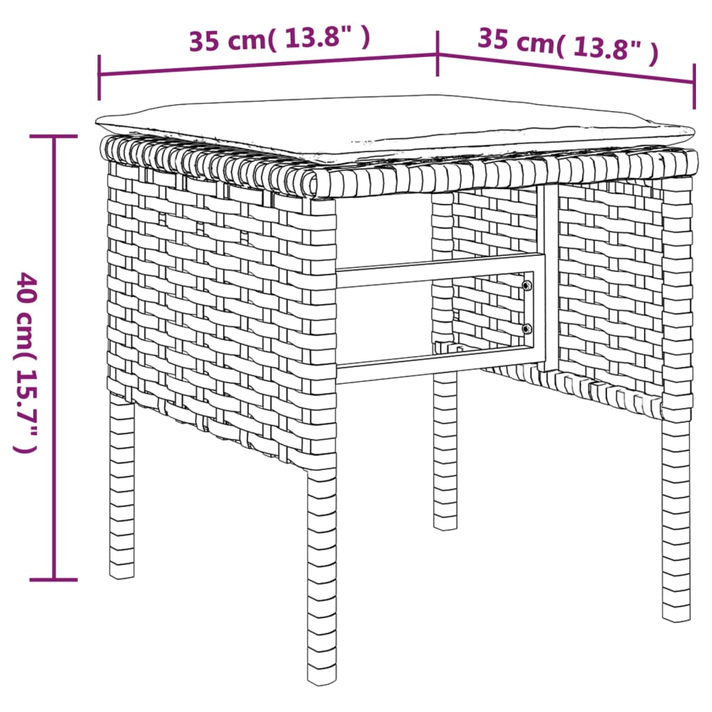 vidaXL 6 részes fekete polyrattan kerti étkezőgarnitúra párnákkal