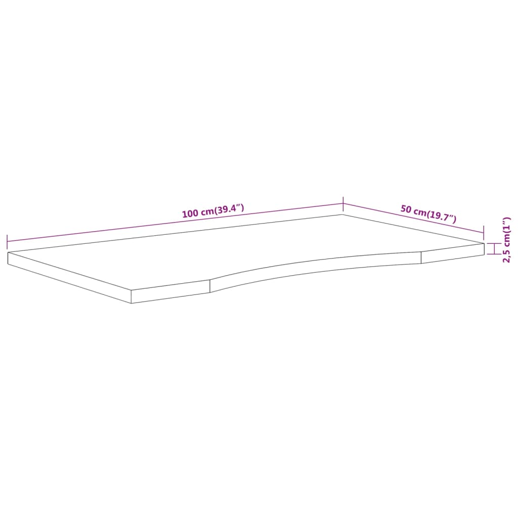 vidaXL tömör akácfa téglalap alakú asztallap 100 x 50 x 2,5 cm