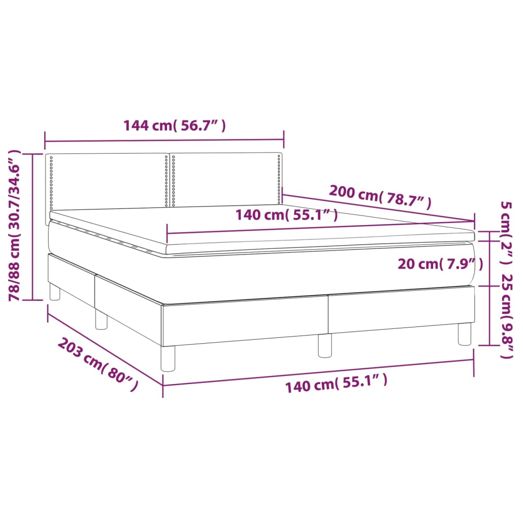 vidaXL fekete műbőr rugós ágy matraccal 140 x 200 cm