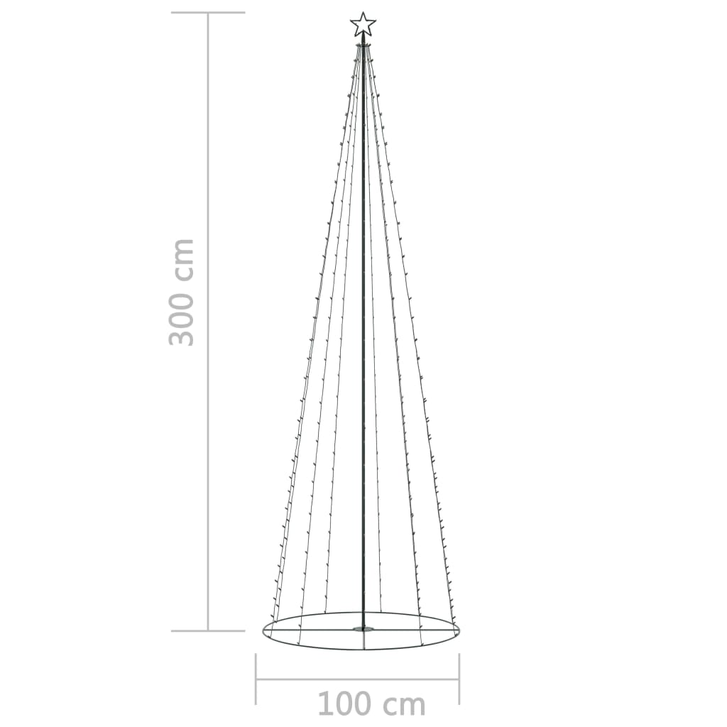 vidaXL kúp alakú karácsonyfa 330 színes LED-del 100 x 300 cm