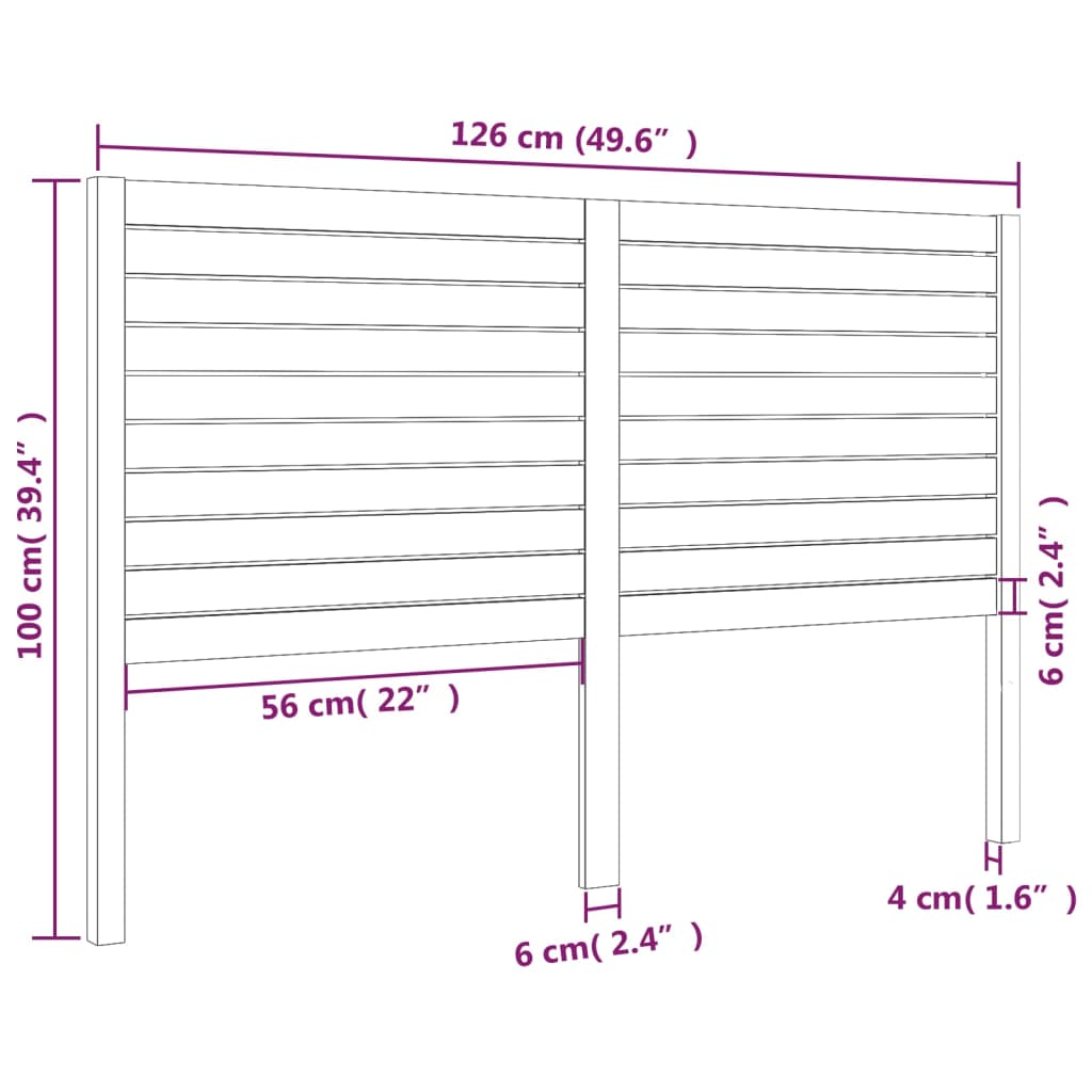 vidaXL mézbarna tömör fenyőfa ágyfejtámla 126x4x100 cm