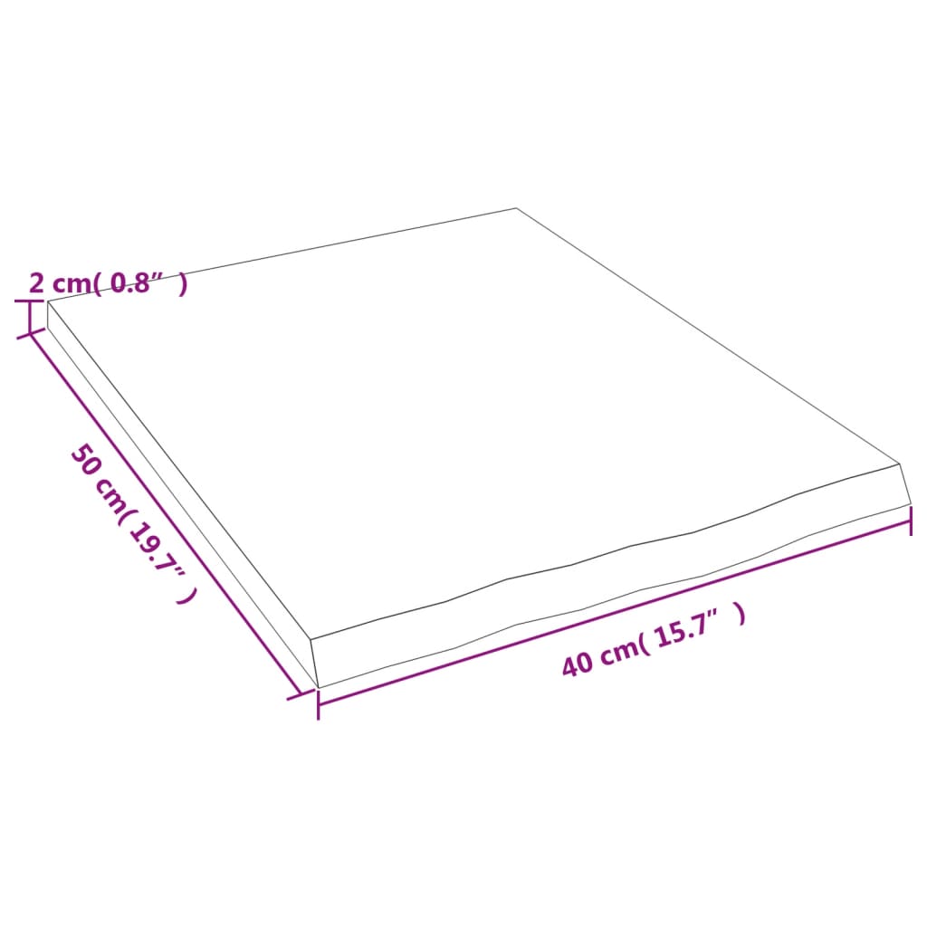 vidaXL világosbarna kezelt tömör fa fürdőszobai pult 40x50x2 cm