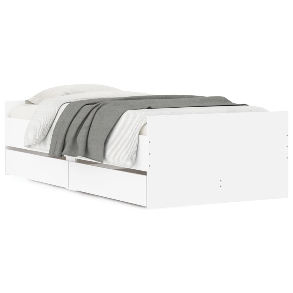 vidaXL fehér ágykeret fiókokkal 90 x 200 cm
