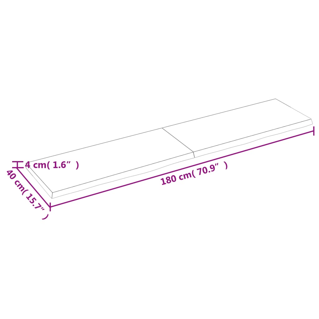 vidaXL sötétbarna kezelt tömör fa fürdőszobai pult 180x40x(2-4) cm