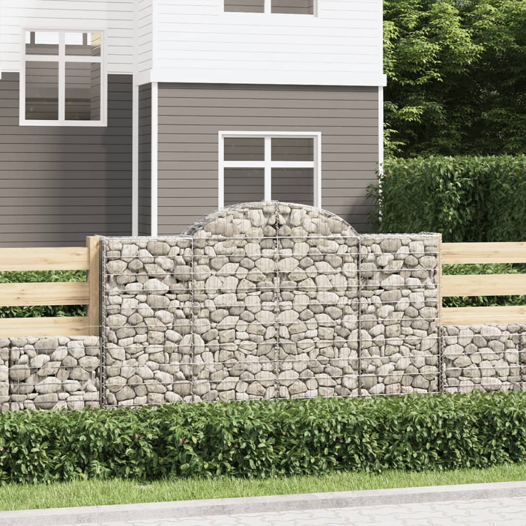 vidaXL 10 db íves horganyzott vas gabion kosár 200x50x120/140 cm