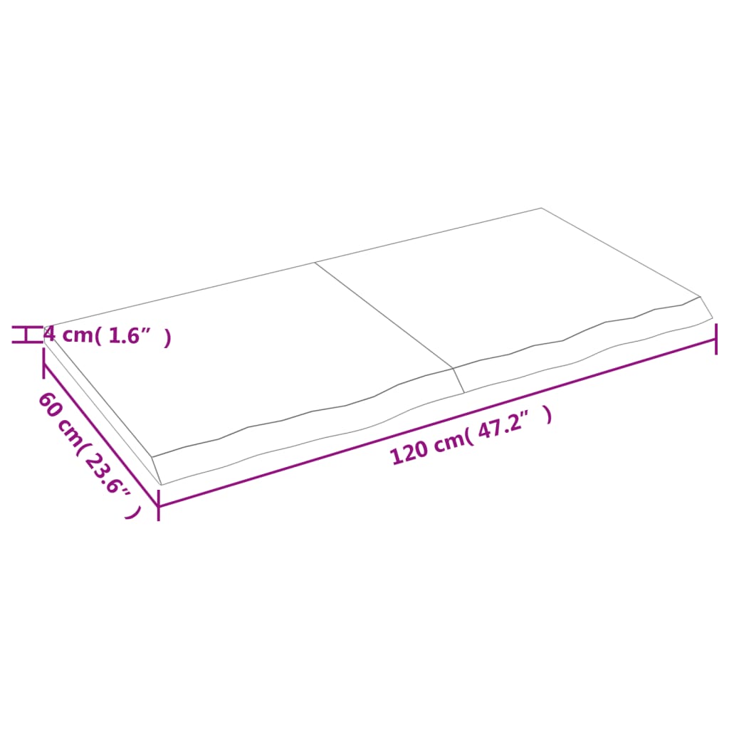 vidaXL világosbarna kezelt tömör tölgyfa asztallap 120x60x(2-4) cm