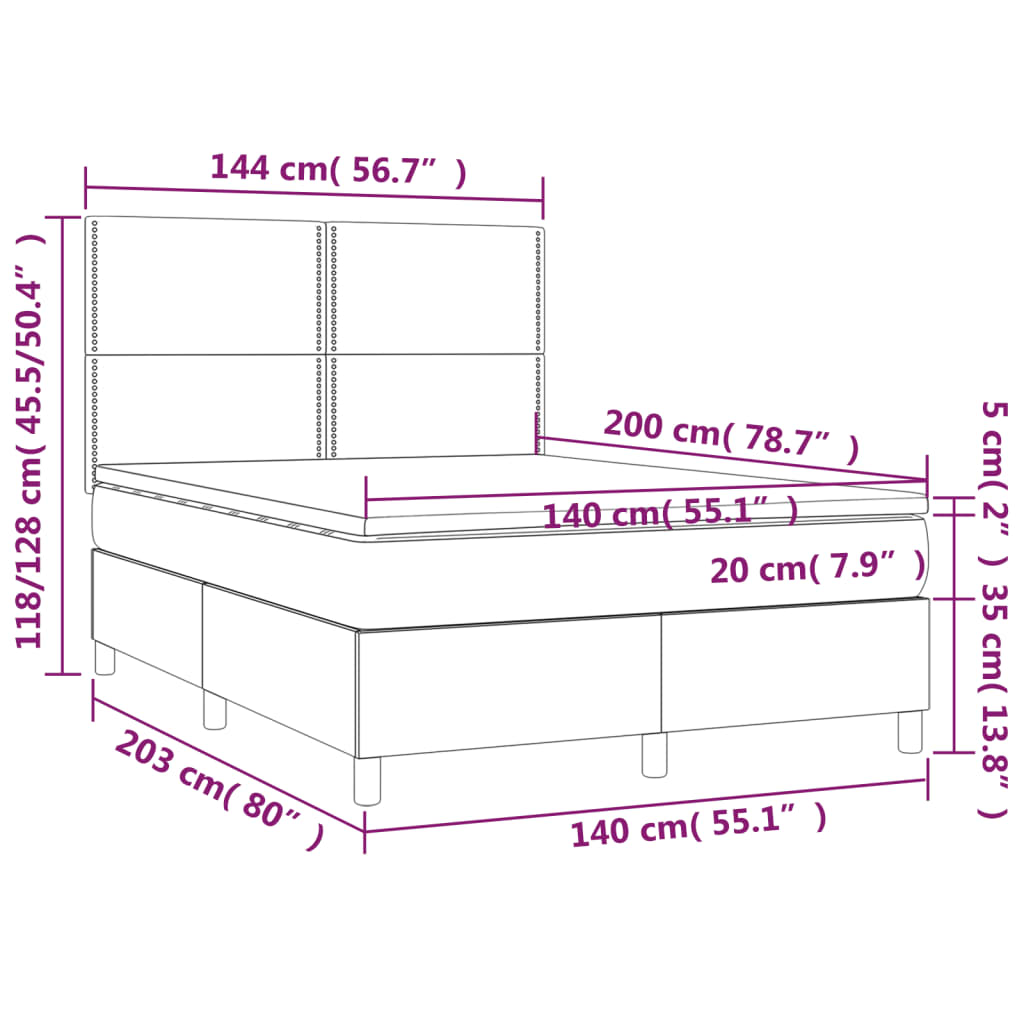 vidaXL fekete műbőr rugós ágy matraccal 140 x 200 cm